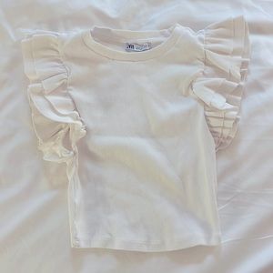 Zara White Ruffle Top